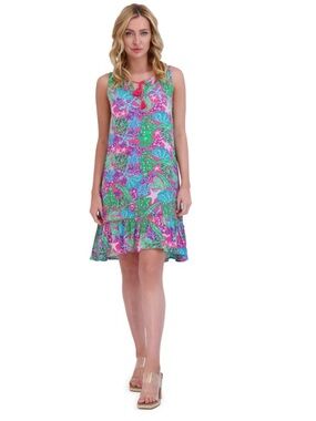 STELLA PARKER Women’s Ruffle Hem
Tassel Multicolor Dress
